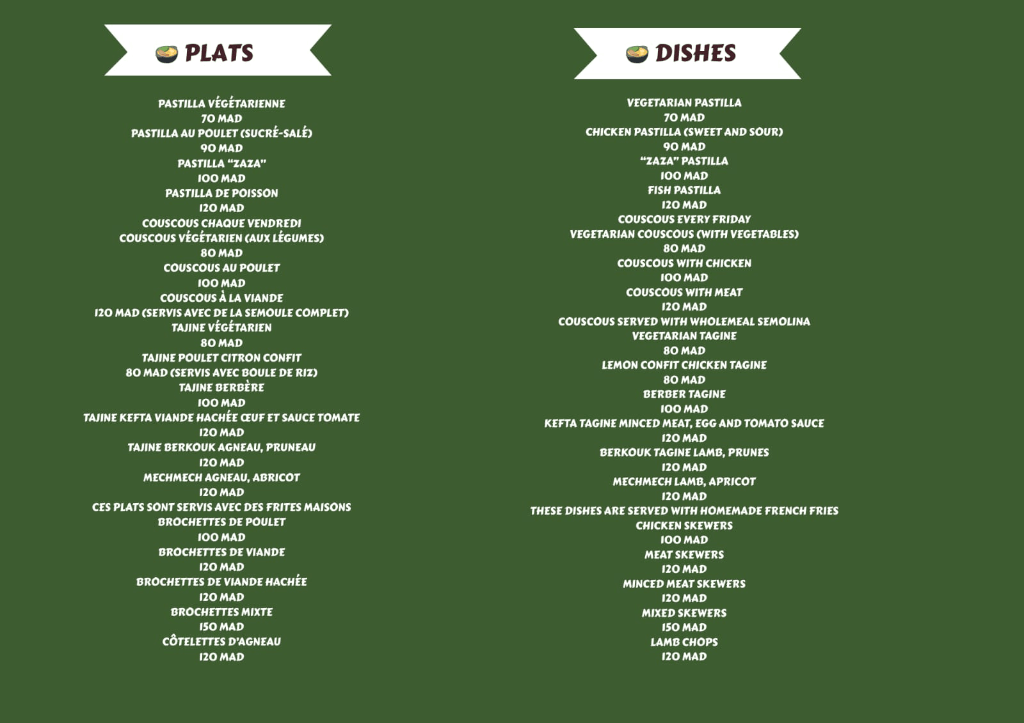 CHEZ ZAZA, CUISINE MAROCAINE À MARRAKECH
